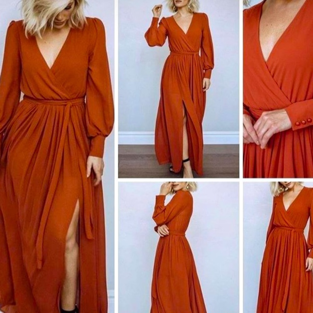 Beautiful burnt orange long sleeved maxi dress.